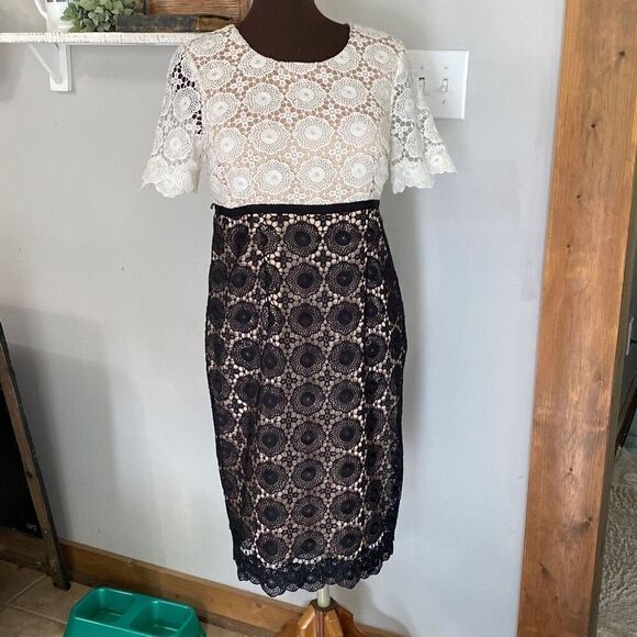 A Pea in the Pod lace maternity dress womens size small black and white lace - Picture 1 of 11
